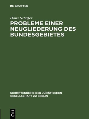 cover image of Probleme einer Neugliederung des Bundesgebietes